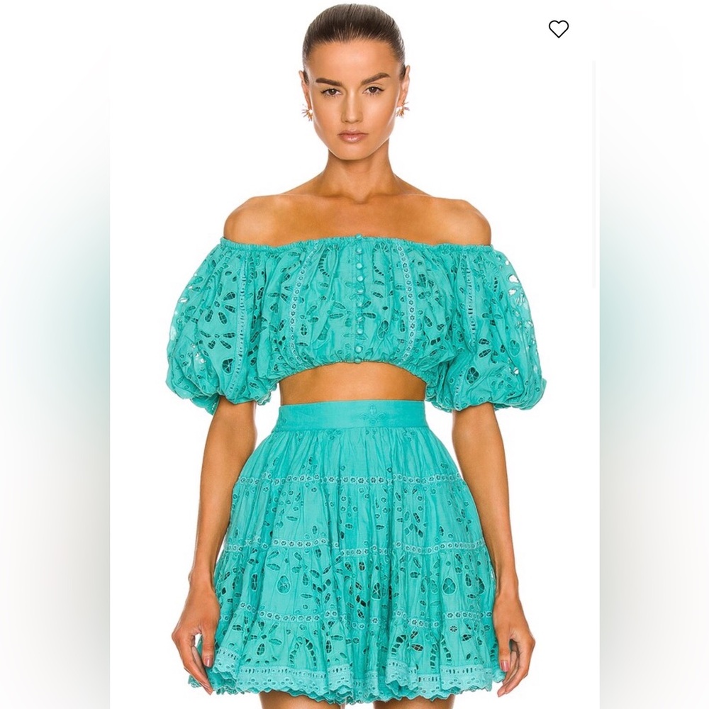 NWT Rococo Sand Moss crop top and mini skirt set.